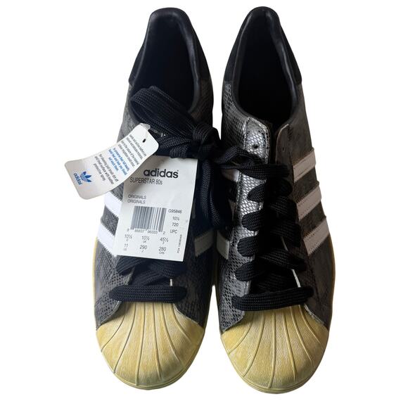 adidas Other - Adidas Superstar 80s Snake Skin Black White Gold Shell Toe Mens Size 11 New